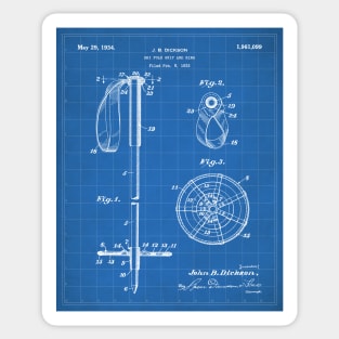 Skiing Patent - Skier Art - Blueprint Sticker